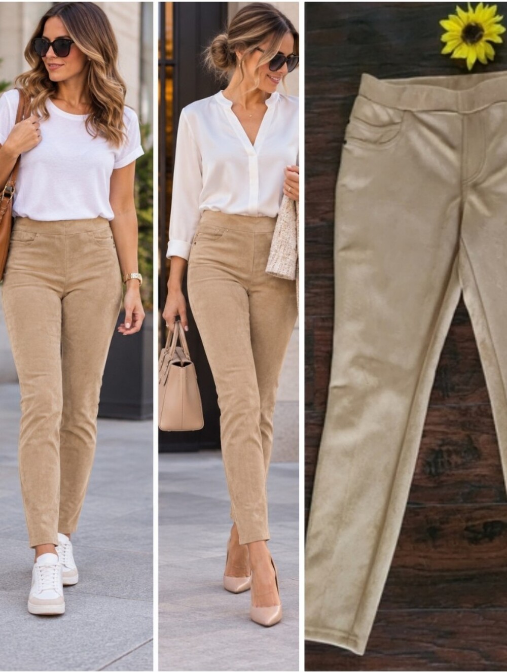 Zac & Rachel Suede Pants Khaki